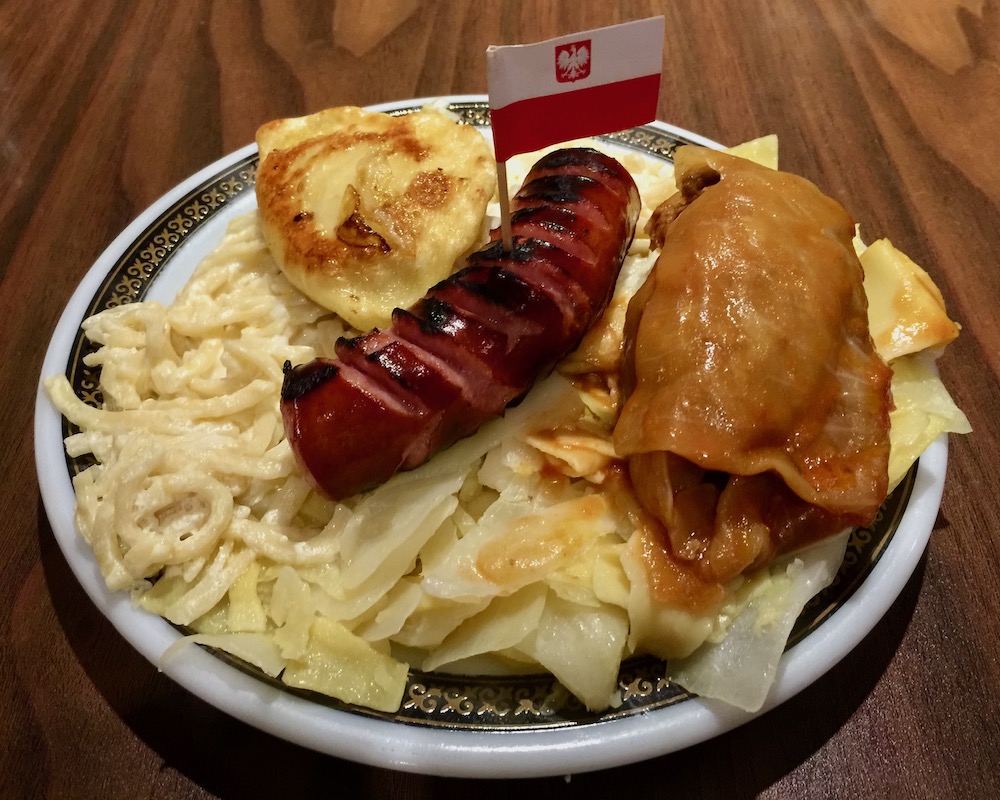 plate full of assorted Polish foods