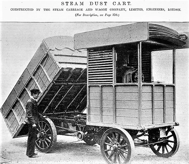 an early dumptruck by Thornycraft called Steam Dust Cart